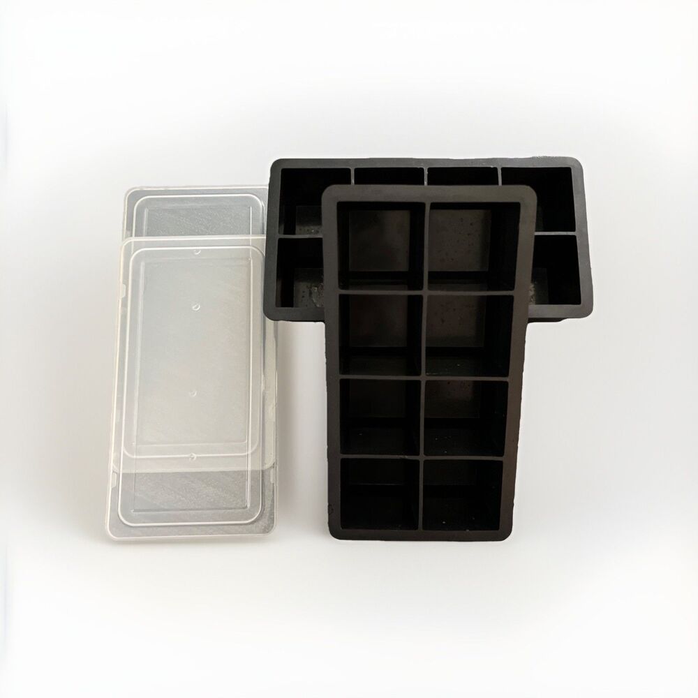 Set Of 2 Silicone Ice Cube Molds Makes Eight 2" Squares Each Whiskey Cocktails